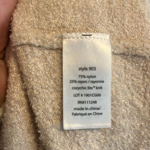 Barefoot Dreams CozyChic Lite Tan Open Style Cardigan Sweater Feminine Modern - Picture 8 of 9